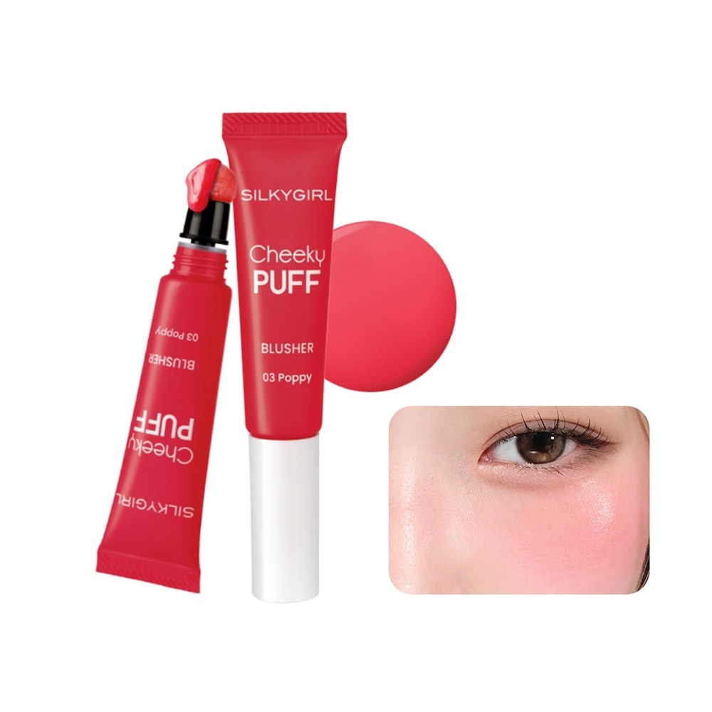 Má Hồng Kem Silkygirl Cheeky Puff Blusher 6ml .#03 Poppy Hồng Đỏ