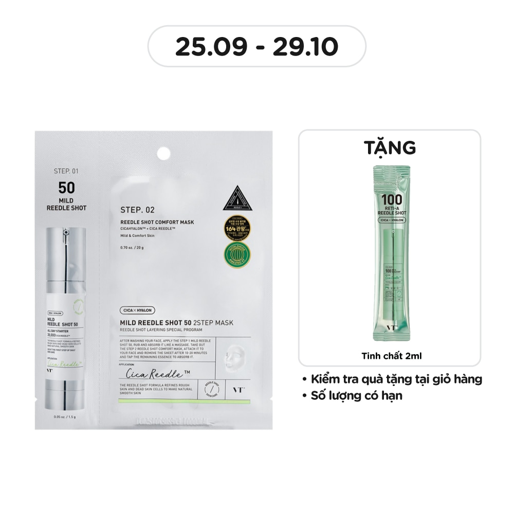 Mặt Nạ Dưỡng Da VT Mild Reedle Shot 50 2Step Mask 1.5g+20g