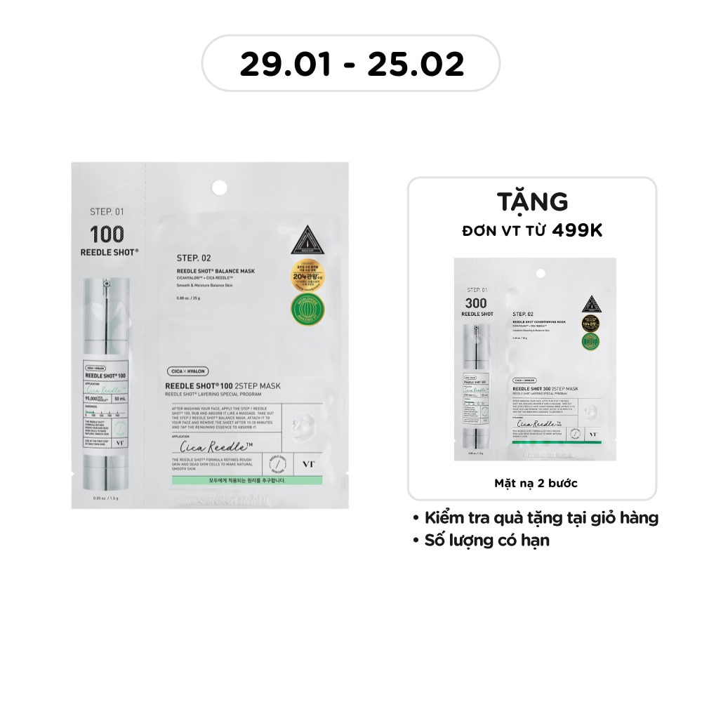 Mặt Nạ Dưỡng Da VT Reedle Shot 100 2Step Mask 1.5g+20g
