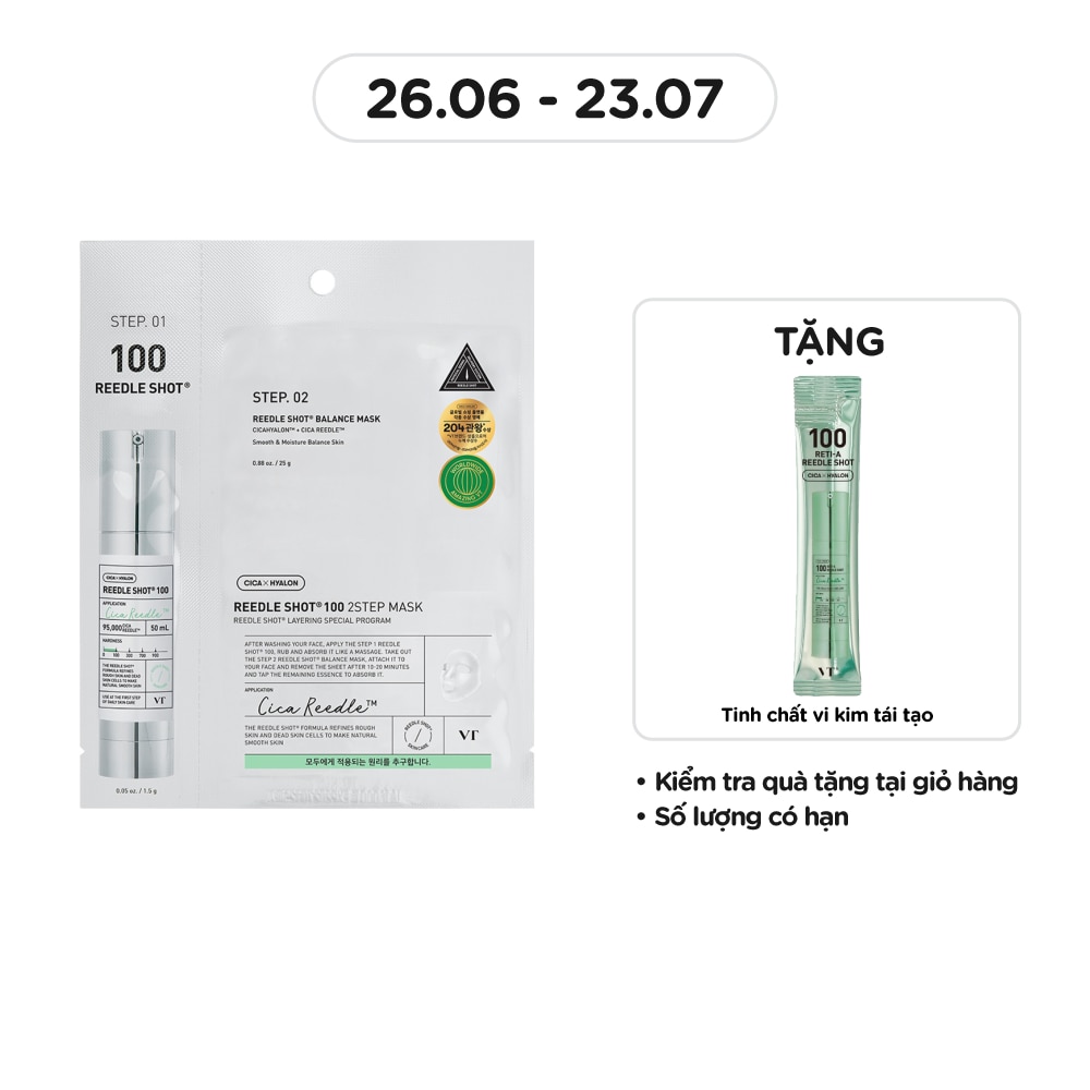 Mặt Nạ Dưỡng Da VT Reedle Shot 100 2Step Mask 1.5g+20g