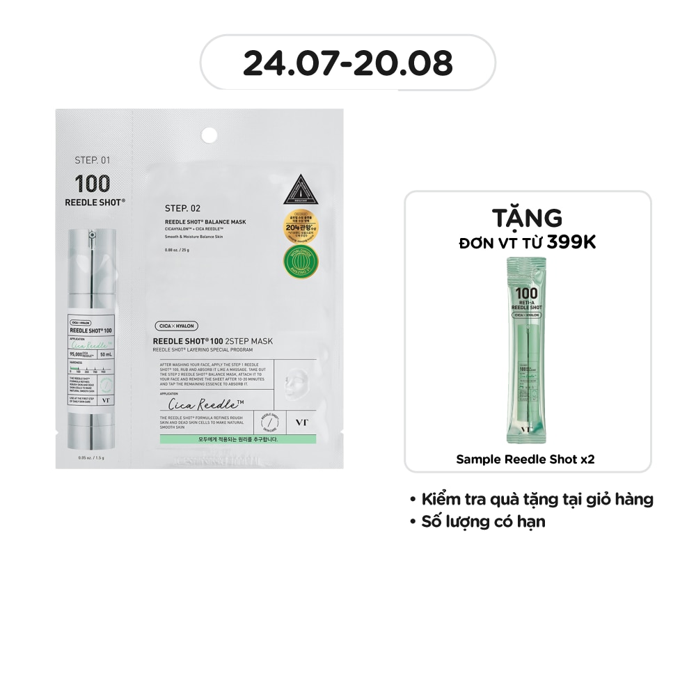 Mặt Nạ Dưỡng Da VT Reedle Shot 100 2Step Mask 1.5g+20g