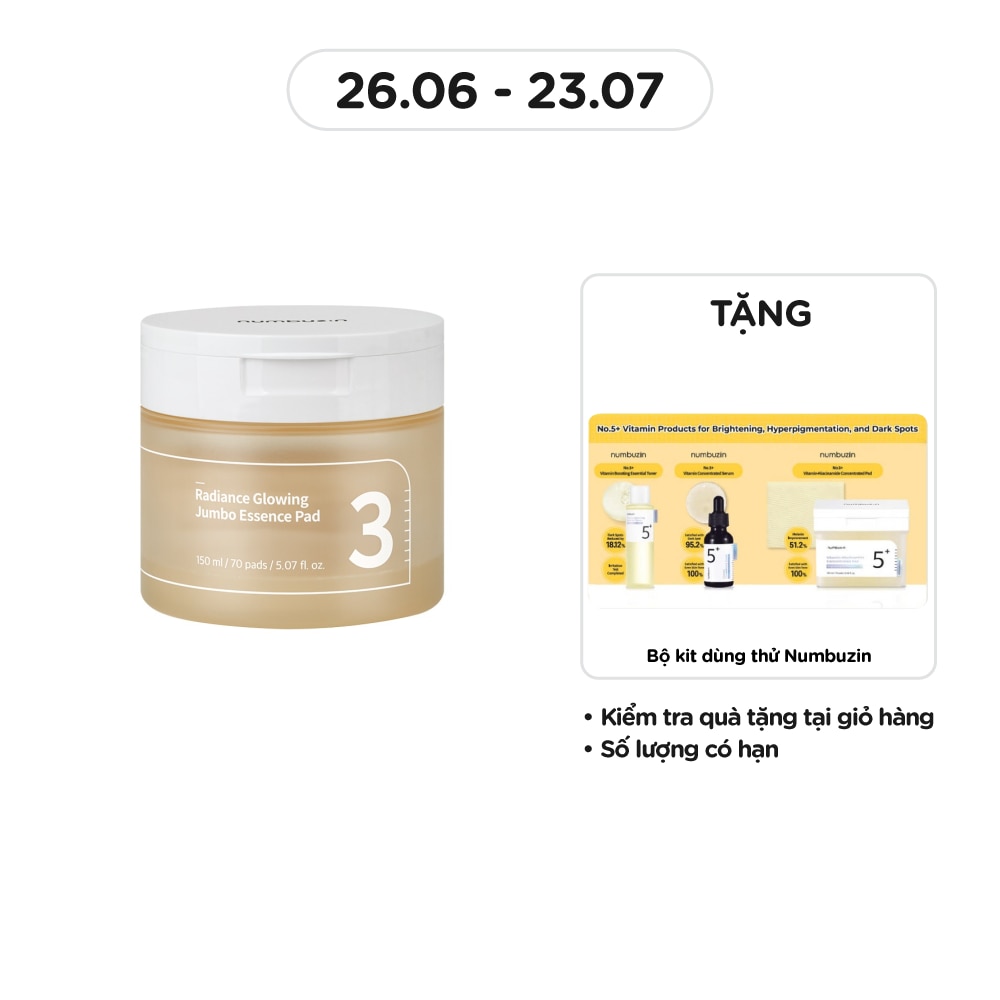 No.3 Radiance Glowing Jumbo Essence Pad 70 Miếng/ 150ml