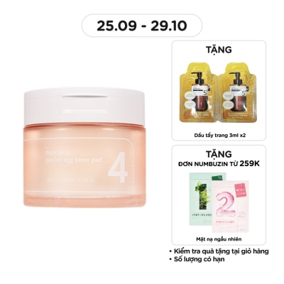 NUMBUZIN Nước Hoa Hồng Dạng Miếng Numbuzin No.4 Pore Zero Peeled Egg Toner Pad 70 Miếng/ 190ml