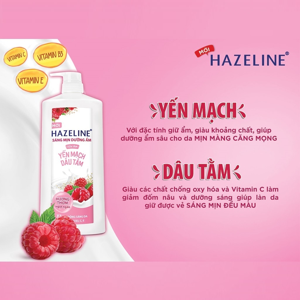 Sữa Tắm Hazeline Sáng Mịn Dưỡng Ẩm Chiết Xuất Yến Mạch Dâu Tằm 1kg