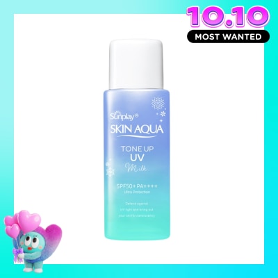 SUNPLAY Sữa Chống Nắng Sunplay Skin Aqua Hiệu Chỉnh Sắc Da Tone Up UV Milk Blue SPF50+ PA++++ 50g image