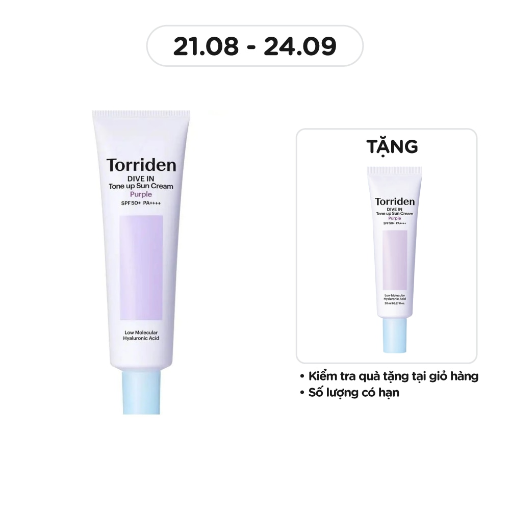 Kem Chống Nắng Torriden Dive In Tone Up Sun Cream Purple SPF50+ PA++++ 60ml