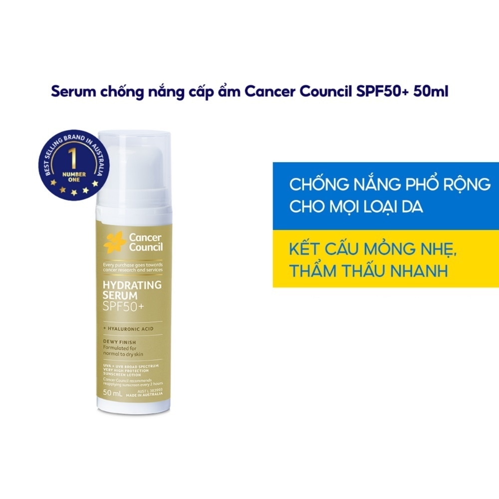 Serum Chống Nắng Cancer Council Hydrating Serum SPF50+ 50ml