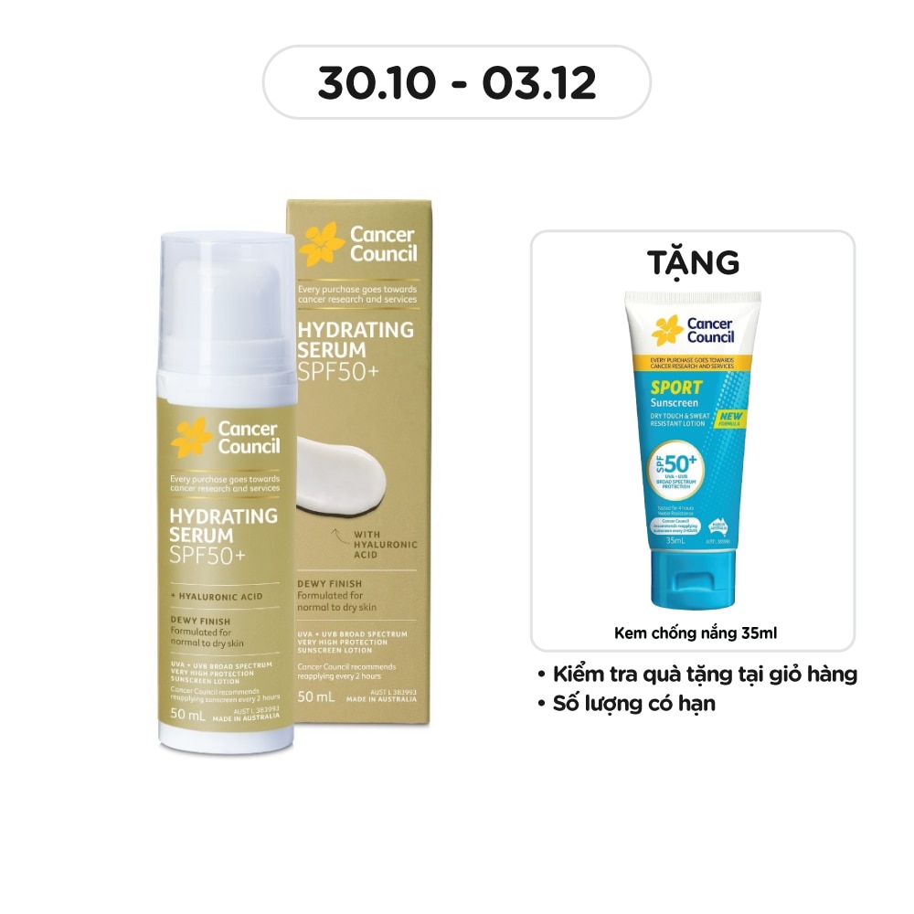 Serum Chống Nắng Cancer Council Hydrating Serum SPF50+ 50ml