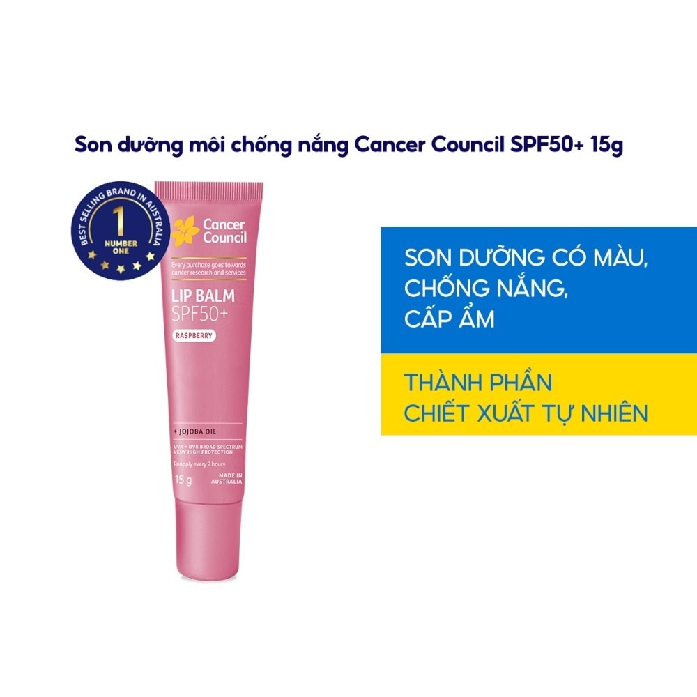 Cancer Council Lip Balm Rasberry SPF50+ 15g