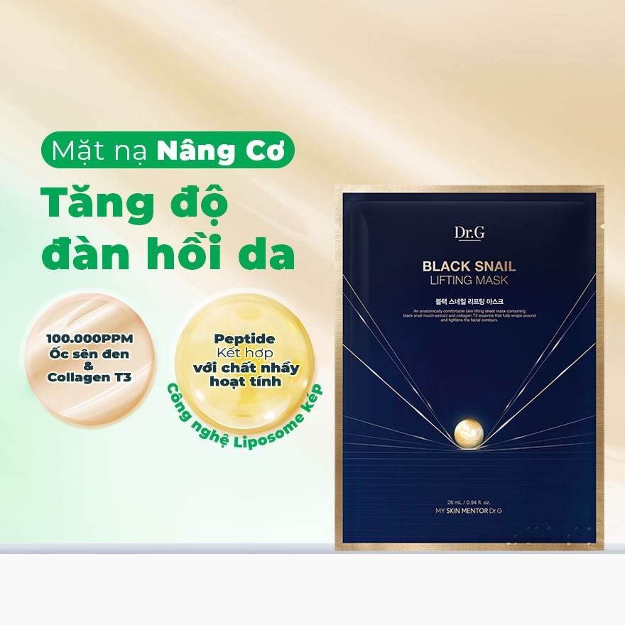 Mặt Nạ Dr.G Cải Thiện Đàn Hồi và Cấp Ẩm Black SnailLiftingMask 28ml