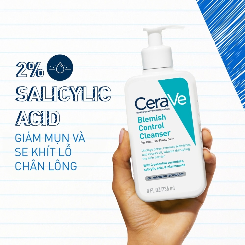 Sữa Rửa Mặt Cerave Cho Da Dầu Mụn Blemish Control Cleanser 236ml