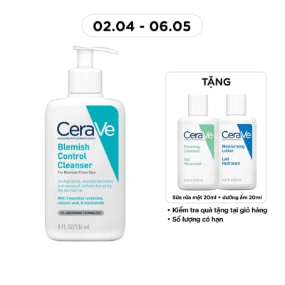 CERAVE - Sữa Rửa Mặt Cerave Cho Da Dầu Mụn Blemish Control Cleanser 236ml
