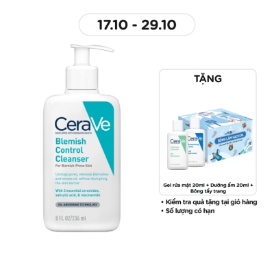 CERAVE Sữa Rửa Mặt Cerave Cho Da Dầu Mụn Blemish Control Cleanser 236ml