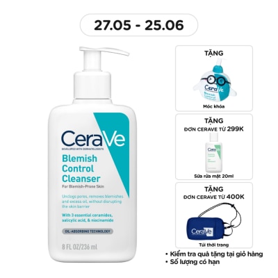 CERAVE Sữa Rửa Mặt Cerave Cho Da Dầu Mụn Blemish Control Cleanser 236ml