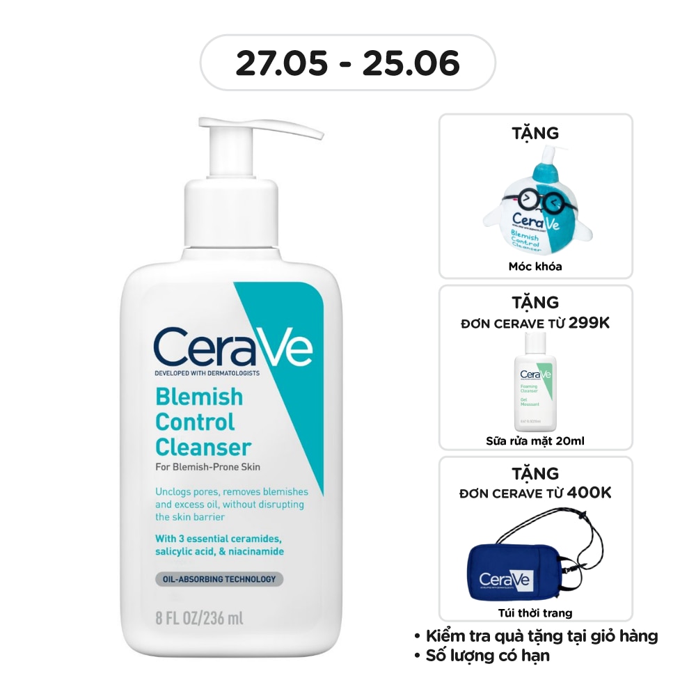 Sữa Rửa Mặt Cerave Cho Da Dầu Mụn Blemish Control Cleanser 236ml