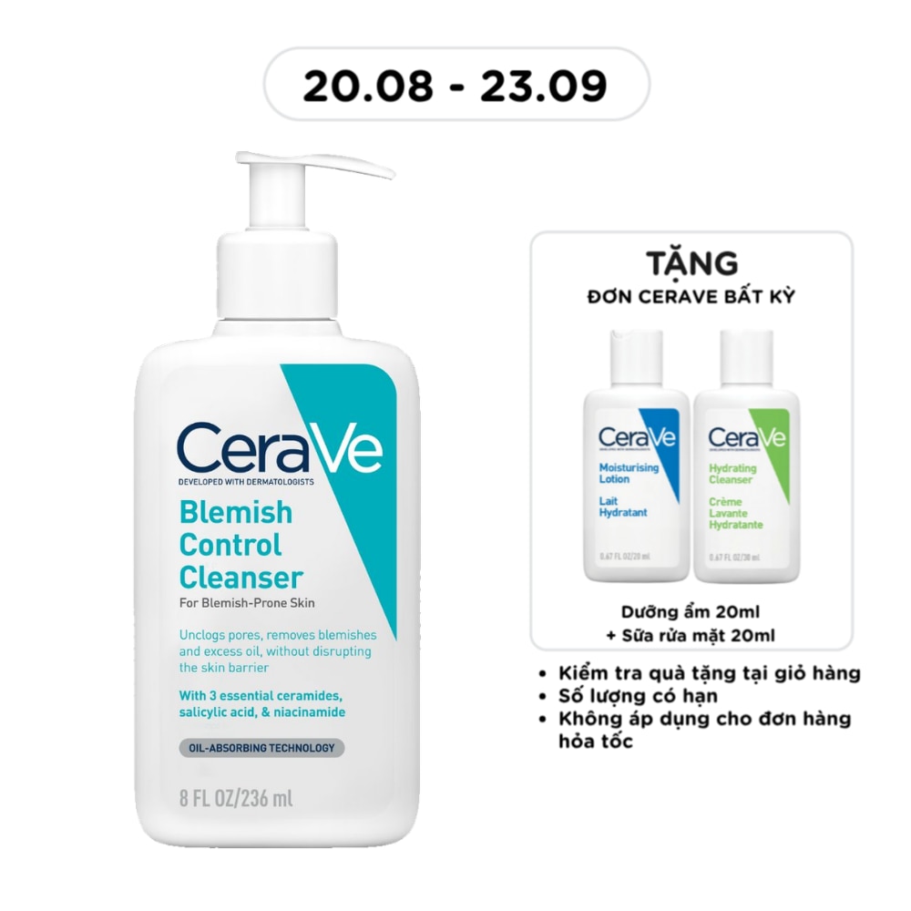 Sữa Rửa Mặt Cerave Cho Da Dầu Mụn Blemish Control Cleanser 236ml image