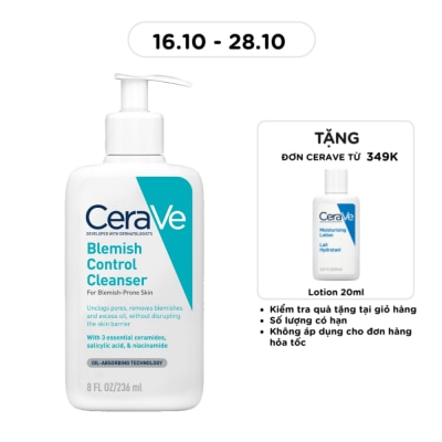 CERAVE Sữa Rửa Mặt Cerave Cho Da Dầu Mụn Blemish Control Cleanser 236ml image