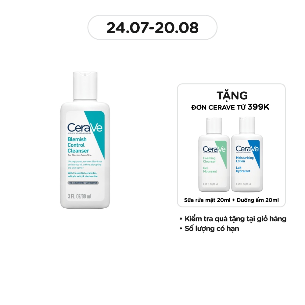 Sữa Rửa Mặt Cerave Cho Da Dầu Mụn Blemish Control Cleanser 88ml