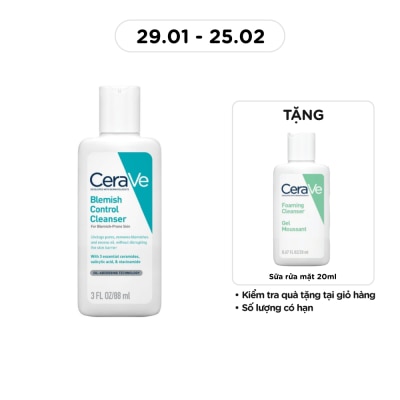 CERAVE Sữa Rửa Mặt Cerave Cho Da Dầu Mụn Blemish Control Cleanser 88ml