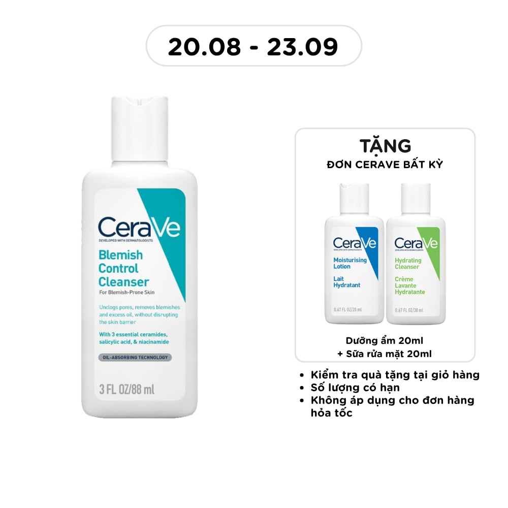 Sữa Rửa Mặt Cerave Cho Da Dầu Mụn Blemish Control Cleanser 88ml image