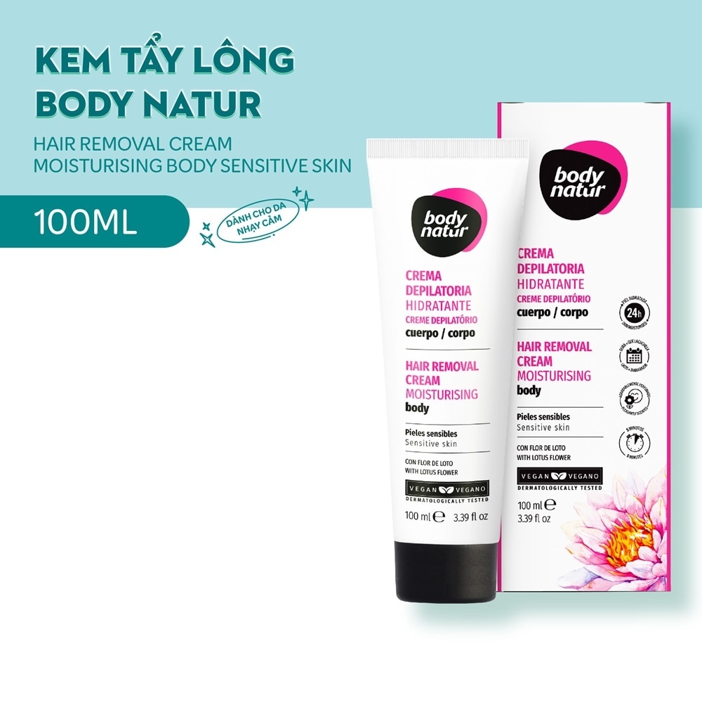 Kem Tẩy Lông Body Natur Hair Removal Cream Moisturising Body Sensitive Skin 100ml