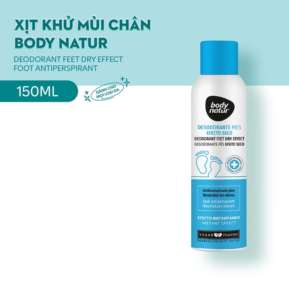 Xịt Khử Mùi Chân Body Natur Deodorant Feet Dry Effect Foot Antiperspirant 150ml