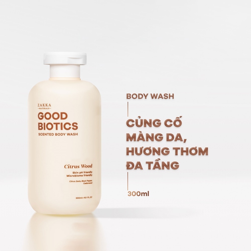 Sữa Tắm Zakka Naturals Good Biotics Hương Citrus Wood 300ml