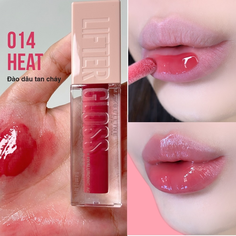 Son Bóng Maybelline Lifter Gloss - Lip Gloss 5.4ml .#014 Heat Đào Dâu Tan Chảy