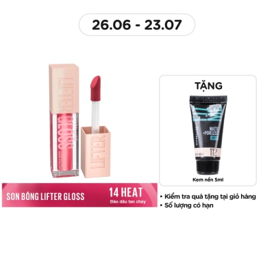 MAYBELLINE NEW YORK Son Bóng Maybelline Lifter Gloss - Lip Gloss 5.4ml .#014 Heat Đào Dâu Tan Chảy