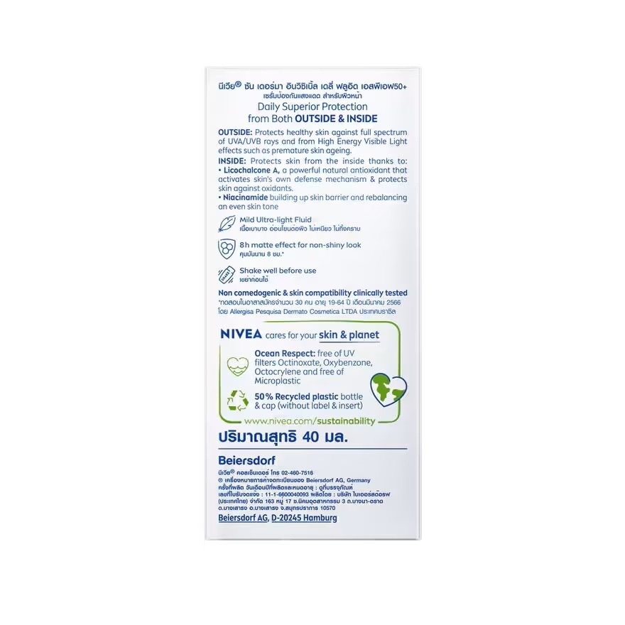 Kem Chống Nắng Nivea Sun Derma Invisible Daily Fluid SPF50+ 40ml