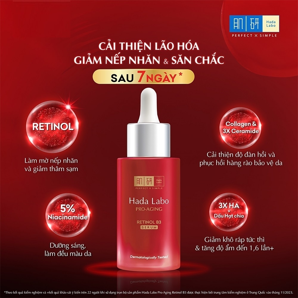 Serum Hada Labo Cải Thiện Lão Hóa Da Pro-Aging Retinol B3 Serum 30ml