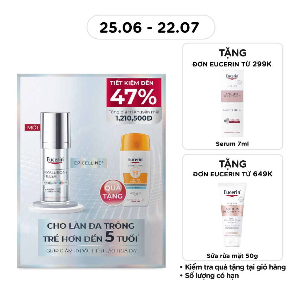 Combo Eucerin (Tinh Chất Giúp Giảm Dấu Hiệu Lão Hóa 30ml+Kem Chống Nắng Hydro Protect SPF50+ 50ml)