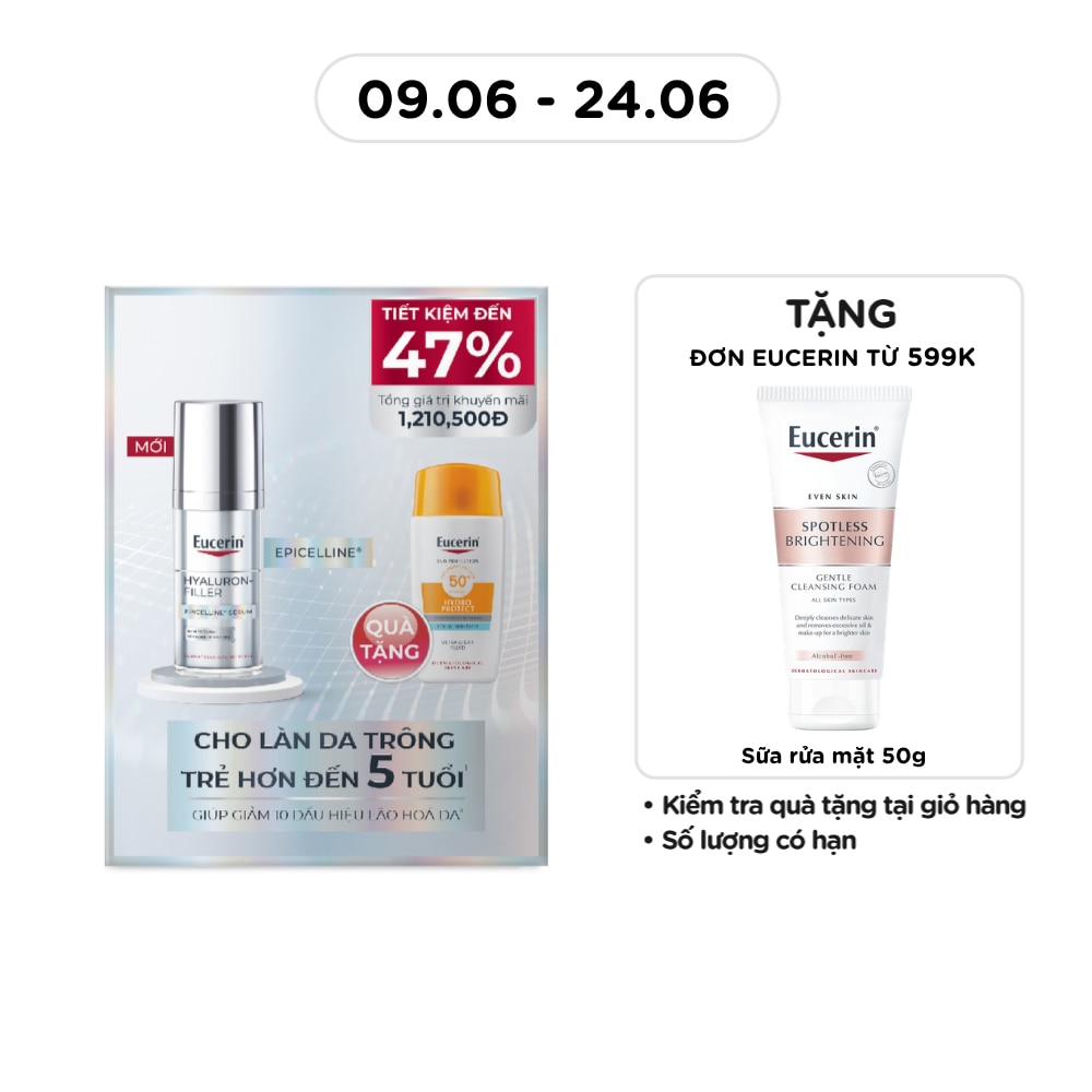 Combo Eucerin (Tinh Chất Giúp Giảm Dấu Hiệu Lão Hóa 30ml+Kem Chống Nắng Hydro Protect SPF50+ 50ml)