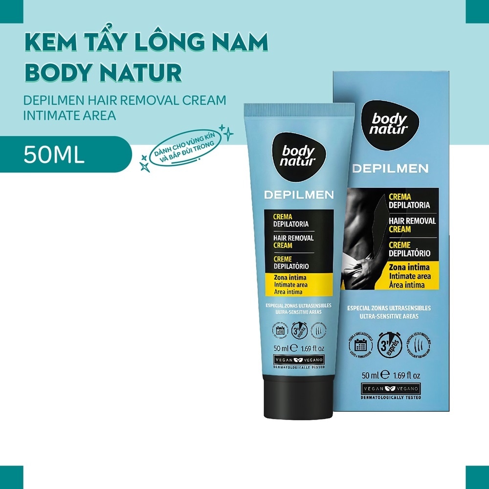 Kem Tẩy Lông Vùng Kín Nam Giới Body Natur Depilmen Hair Removal Cream Intimate Area 50ml
