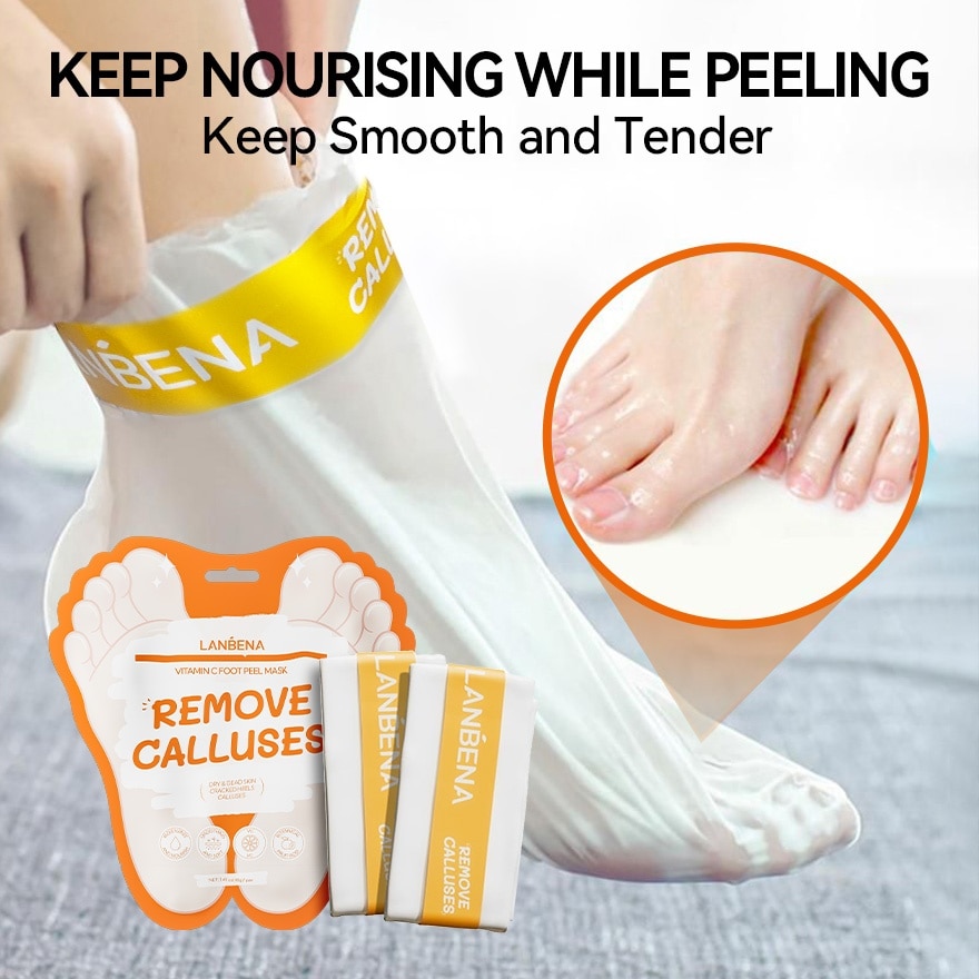 Mặt Nạ Chân Lanbena Làm Sáng Da Vitamin C Foot Peel Mask 1 Đôi