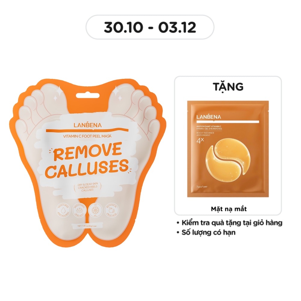 Mặt Nạ Chân Lanbena Làm Sáng Da Vitamin C Foot Peel Mask 1 Đôi