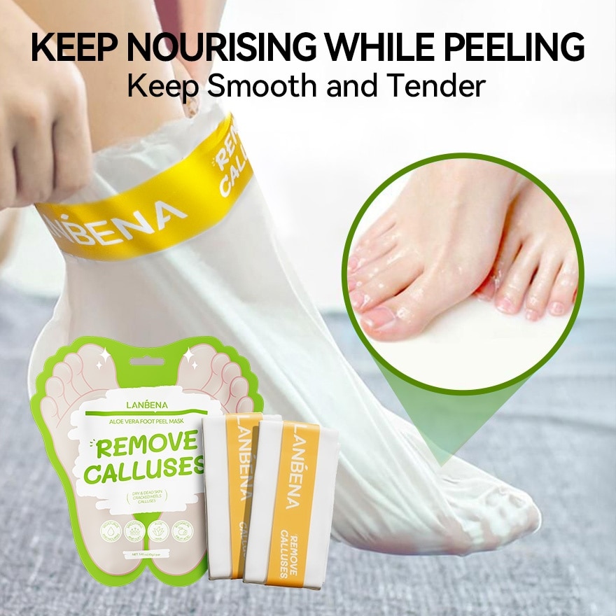 Mặt Nạ Chân Lanbena Dưỡng Ẩm Da Aloe Vera Foot Peel Mask 1 Đôi