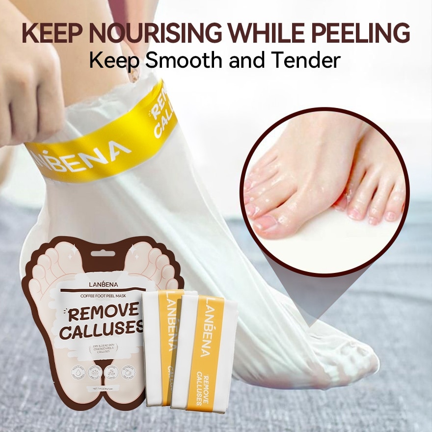 Mặt Nạ Chân Lanbena Hỗ Trợ Làm Sạch Da Chết Coffee Foot Peel Mask 1 Đôi
