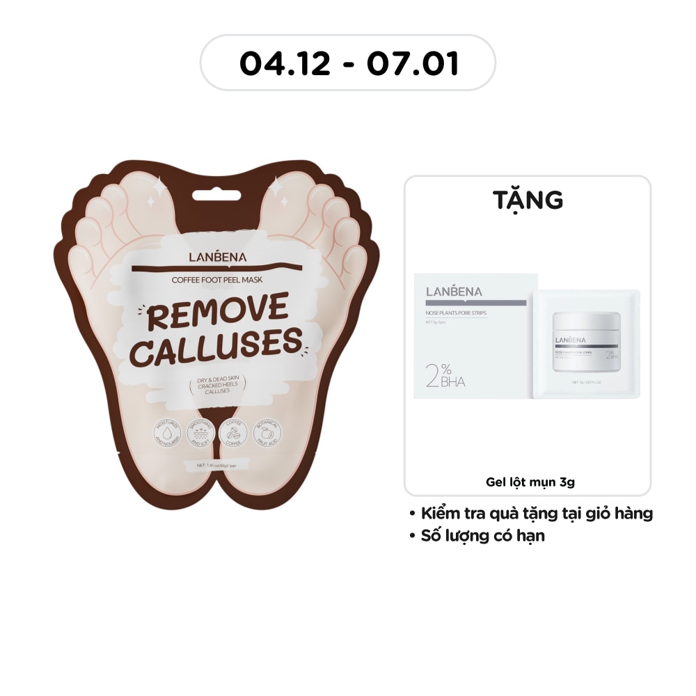 Mặt Nạ Chân Lanbena Hỗ Trợ Làm Sạch Da Chết Coffee Foot Peel Mask 1 Đôi