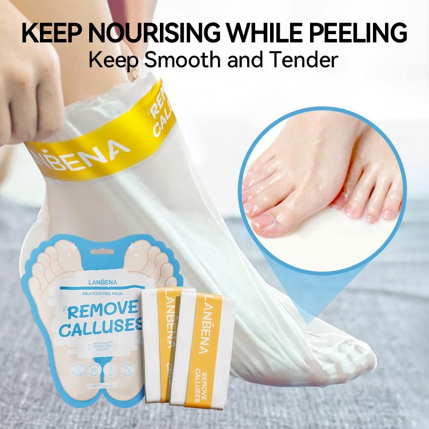 Mặt Nạ Chân Lanbena Dưỡng Trắng Da Milk Foot Peel Mask 1 Đôi