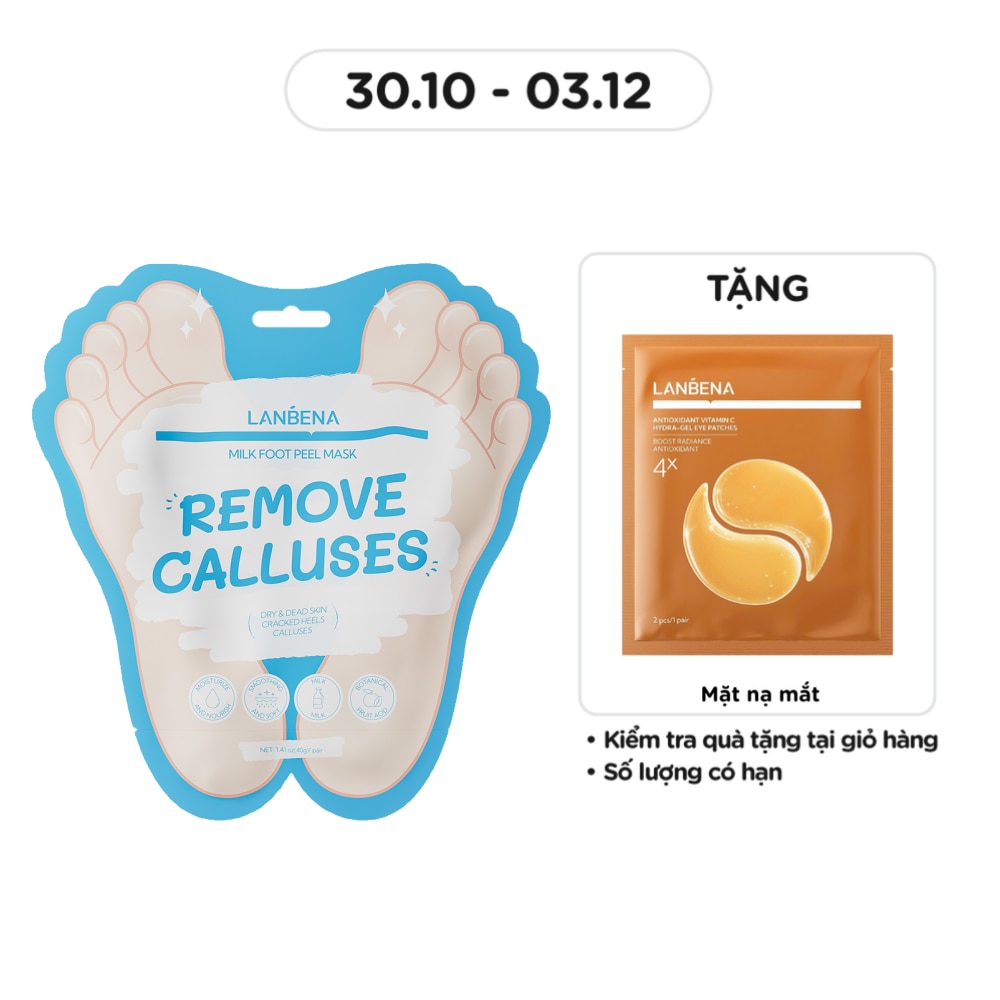 Mặt Nạ Chân Lanbena Dưỡng Trắng Da Milk Foot Peel Mask 1 Đôi