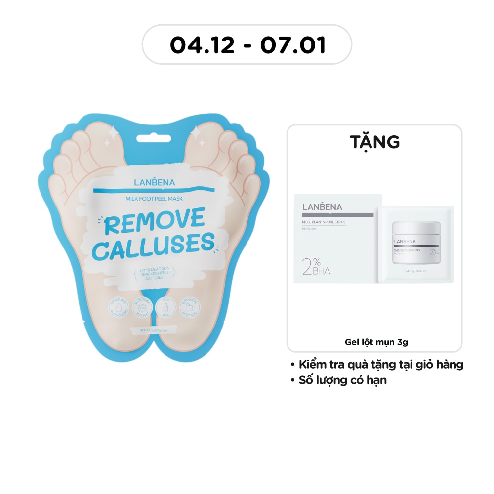Mặt Nạ Chân Lanbena Dưỡng Trắng Da Milk Foot Peel Mask 1 Đôi