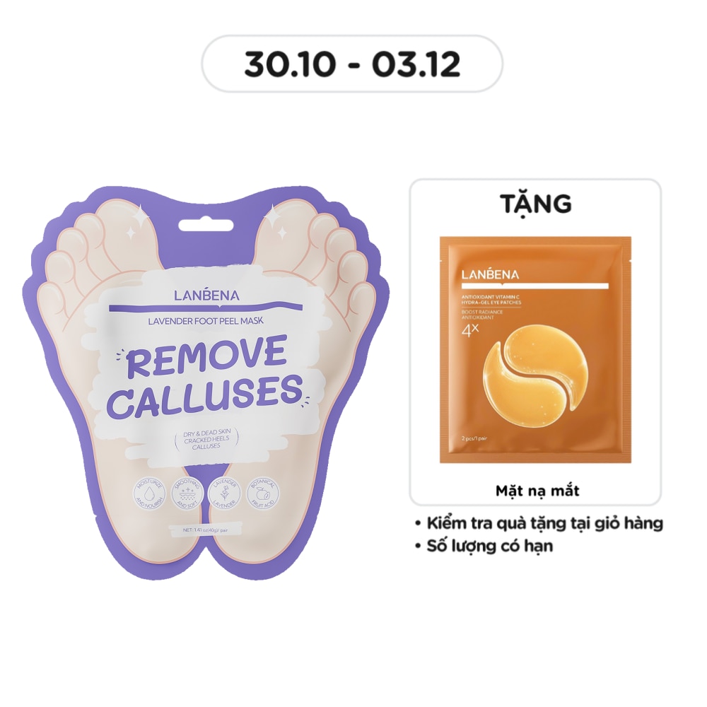 Mặt Nạ Chân Lanbena Làm Mờ Nếp Nhăn Lavender Foot Peel Mask 1 Đôi