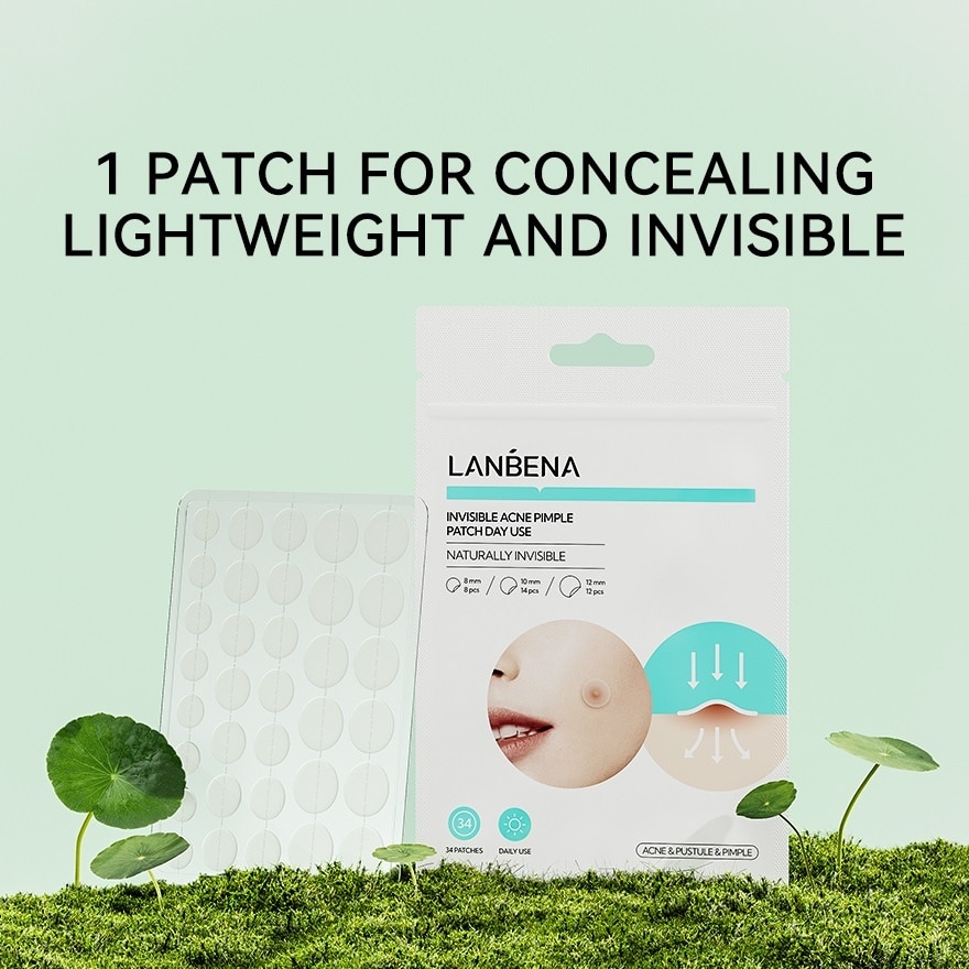 Miếng Dán Mụn Ban Ngày Lanbena Invisible Acne Pimple Patch Day Use 34Pcs