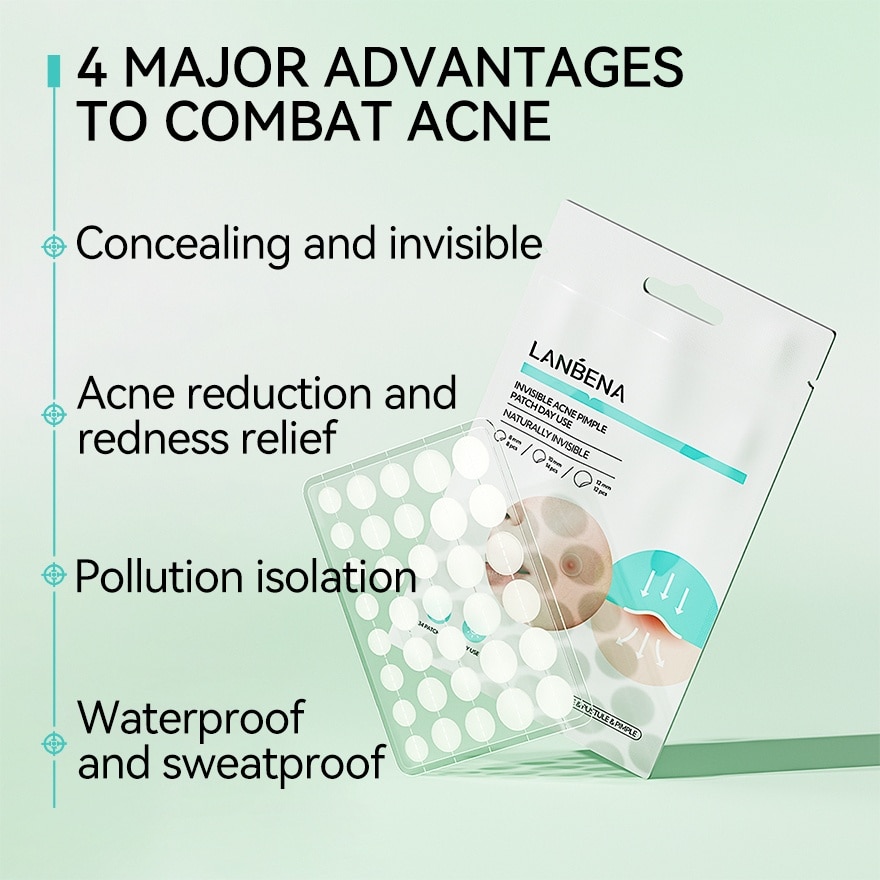 Miếng Dán Mụn Ban Ngày Lanbena Invisible Acne Pimple Patch Day Use 34Pcs