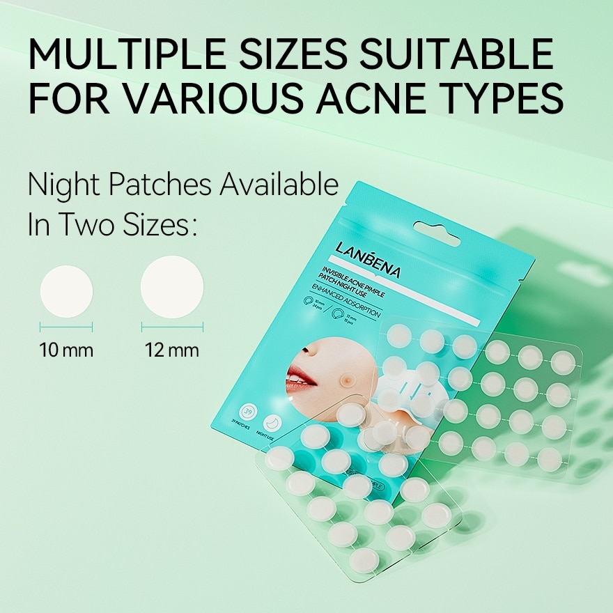 Miếng Dán Mụn Ban Đêm Lanbena Invisible Acne Pimple Patch Night Use 39Pcs