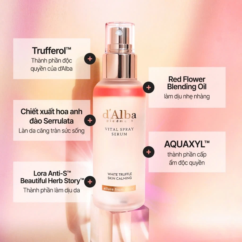 Serum Dạng Xịt d'Alba Cấp Ẩm Và Làm Dịu White Truffle Vital Spray Serum 100ml
