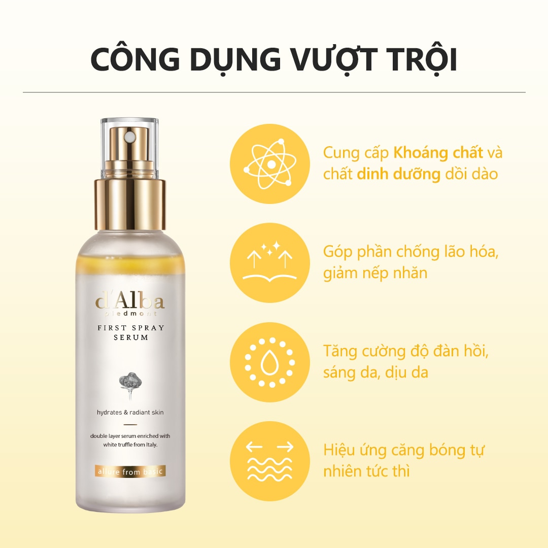 Serum Dạng Xịt d'Alba Căng Bóng Da White Truffle First Spray Serum 100ml