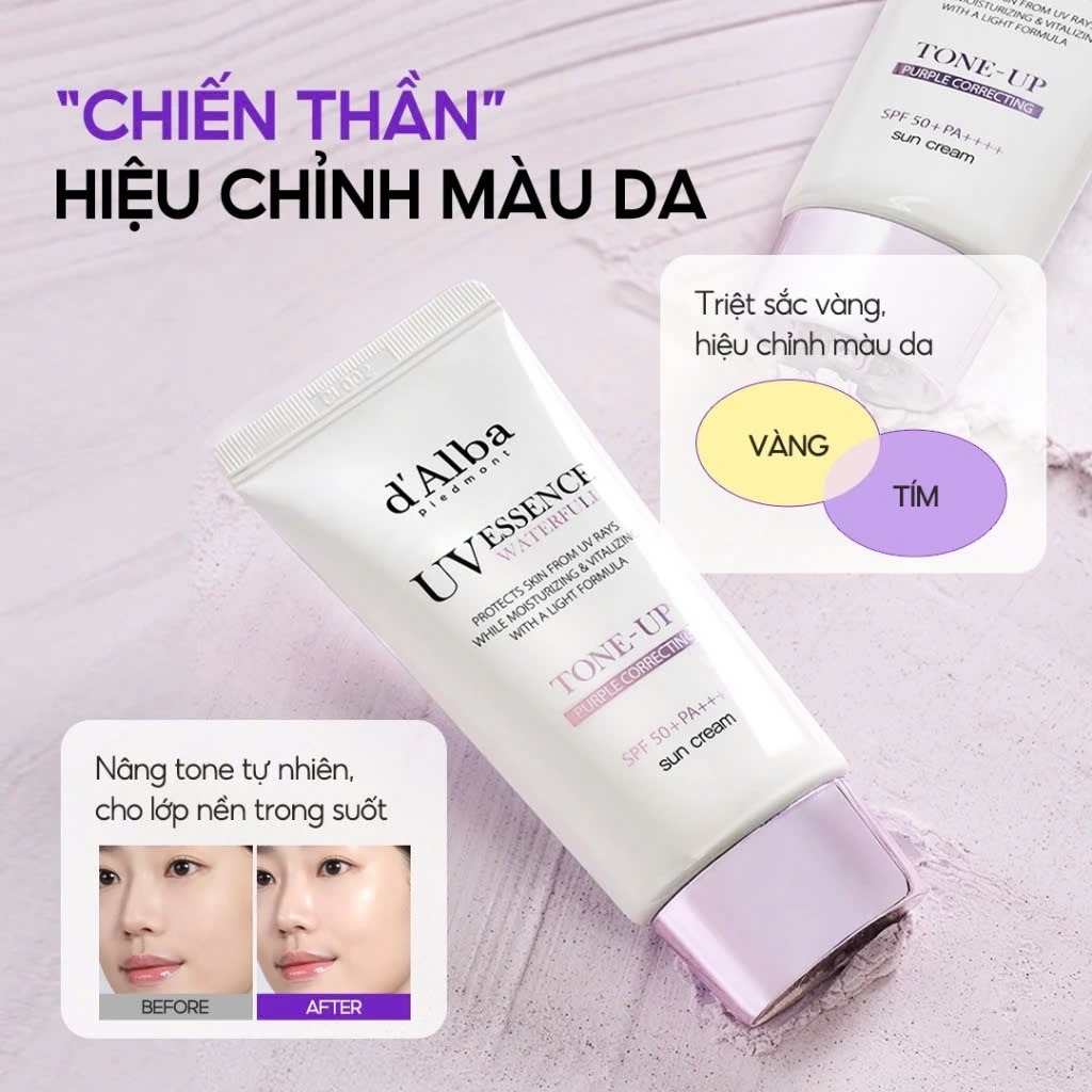 Kem Chống Nắng Nâng Tông (Tím) d'Alba Waterfull Tone-Up Sun Cream SPF50 + PA ++++ (Purple) 50ml