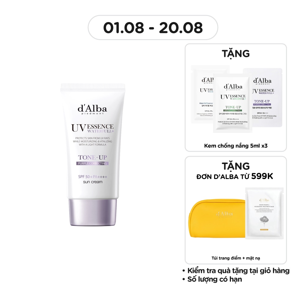 Kem Chống Nắng Nâng Tông (Tím) d'Alba Waterfull Tone-Up Sun Cream SPF50 + PA ++++ (Purple) 50ml